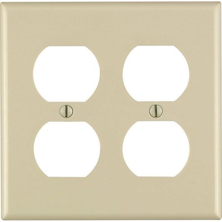 LEVITON Ivory 2 gang Thermoset Plastic Duplex Outlet Wall Plate 86016-000